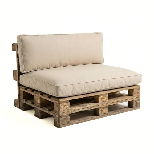 Gutekissen® Palettenkissen Set für Gartenmöbel – Sitz- und Rückenkissen für Europaletten, Outdoor Auflagen für Palettensofa & Lounge PWK (Creme, Rückenlehne 120x40)