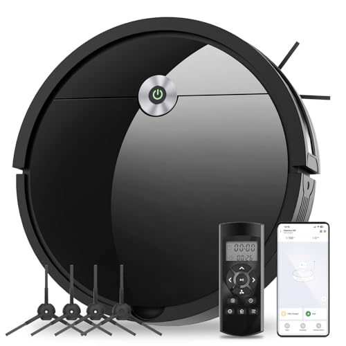 Vexilar W6 Saugroboter ohne Wischfunktion mit 2800Pa Saugkraft, 140 Min. Laufzeit, App-, Sprach-& Fernsteuerung, B¨¹rstenloser Staubsauger Roboter f¨¹r Tierhaare, Teppiche, Hartb?den