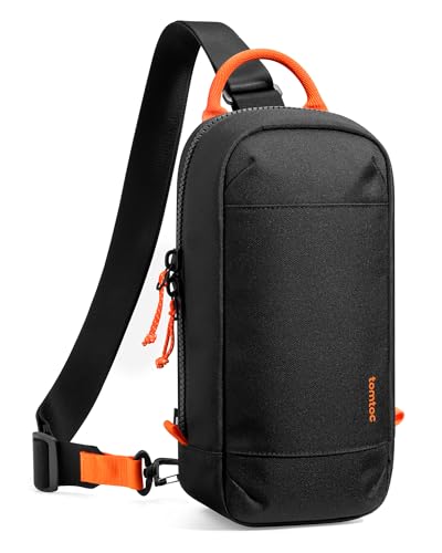 tomtoc Sling Bag Umhängetasche für Nintendo Switch 2 Konsole 2025, Rundumschutz Crossbody Bag Schultertasche mit 8 Spielkartenhaltern für Reise & Alltag, Tragetasche für Ladegerät und Zubehör, Schwarz