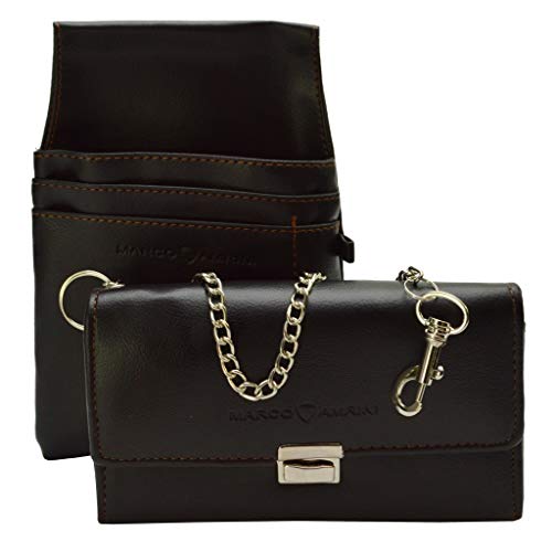 Geldbörse mit Etui und Kette für Damen und Herren Kunstleder schwarz