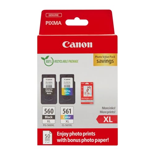 Canon PG-560XL + CL-561XL FINE Original XL-Druckerpatronen + Fotopapier
