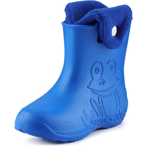Ladeheid EVA Kinder Jungen Mädchen Gummistiefel Regenschuhe gefüttert Regenstiefel Gummischuhe LA-CA-04 (Blau/Marineblau, 26/27 EU)