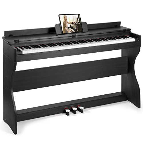 MUSTAR E-Piano 88 Tasten,Digital Piano,Elektrisches Klavier mit Klavierständer, 3 Pedaladapter,2 Kopfhöreranschluss, LCD-Bildschirm,USB/MIDI, Piano für Anfänger