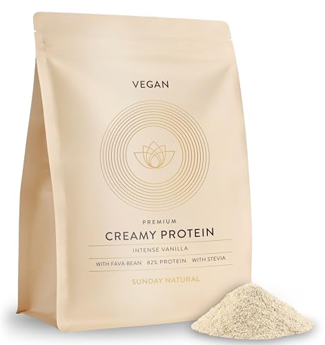 SUNDAY NATURAL® Veganes Proteinpulver – 1 Kg – Super Creamy Vegan Protein Pulver Vanille – 25g Eiweiß pro Portion - 3K Protein-Shake – Gesamtes EAA- & BCAA-Profil – Ohne Zuckerzusatz, Laborgeprüft
