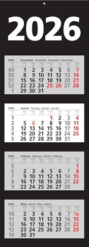 Adina 2026 Wandkalender Viermonatskalender in Blockform mit Tagesanzeiger 92x33cm