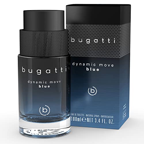 Bugatti Parfüm 100ml I Zitrisch-aromatisches Eau de Toilette I Herren-Duft mit belebender Kombination aus Lavendel, Zitrone & Moschus I Dynamic I Move I Blue I maritim, frisch & sinnlich-warm