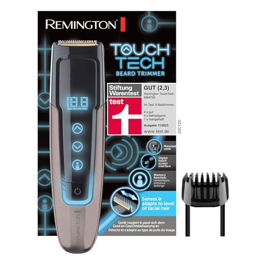 Remington MB4700 Barttrimmer Herren, Stiftung Warentest Testsieger Hautschonung, digitale Längeneinstellung 0,4-18mm TouchTech Bartschneider (Lithium Ionen Akkubetrieb|Micro-USB-Ladefunktion), Schwarz