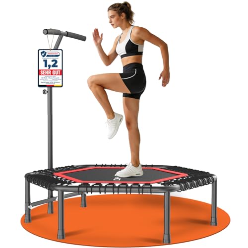 DH FitLife Fitness Trampolin Indoor Ø114 cm, stabil 150kg mit Handgriff