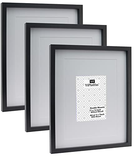 27,9 x 35,6 cm, schwarze Galerie-Bilderrahmen, 3er-Set mit doppelten Passepartouts für A4 und 17,8 x 12,7 cm, schwarze Galerie-A4-Bilderrahmen, 3 Packungen für die Wandmontage.