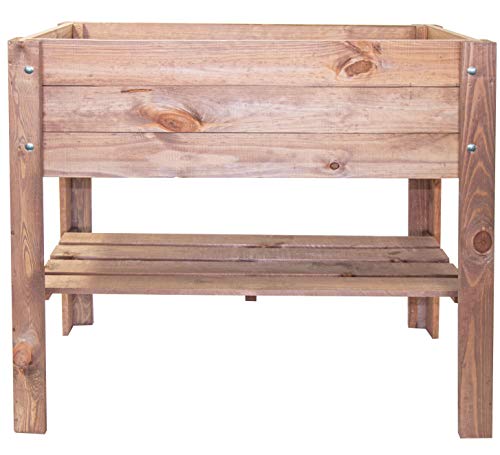 mgc24 Hochbeet Kiefernholz Dunkelbraun 80 x 37,6 x 78cm mit Ablageboden