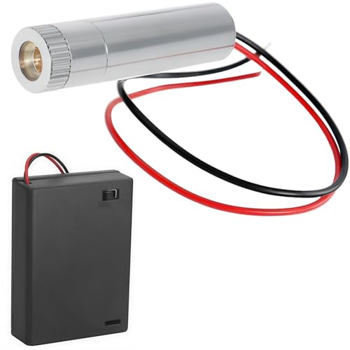 CTRICALVER 1 Stück 650nm 3-5V rote Laser-Dot-Modul-Diode mit Fahrer-Kunststoff-Objektiv+ 1pcs AA Batteriehalter