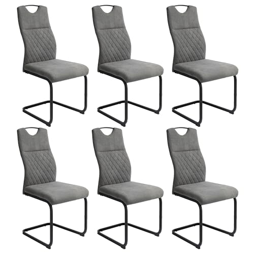 JIEXI Esszimmerstühle 6er Set, Schwingstuhl hohe Rückenlehne, gepolstert Beistellstühle, Wohnzimmerstuhl 150kg (6 Seats)