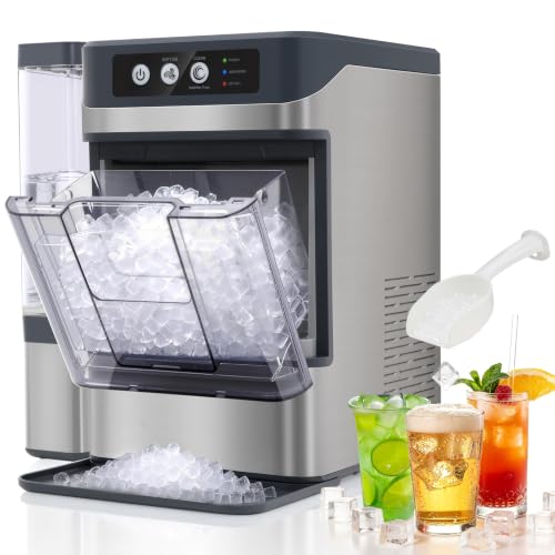 Eiswürfelmaschine 18kg/24h – Nugget-Eis in 6 Min, Crushed Ice, automatische Reinigung, 120W, mit Infrarot-Sensor, energiesparend