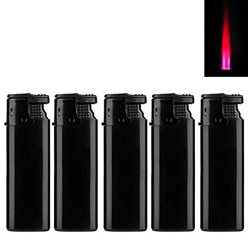 Turbo Sturmfeuerzeug Black ZS 1-10, ROTE Flamme Gas Jet Flame Lighter (5X Schwarz (5 Feuerzeuge))