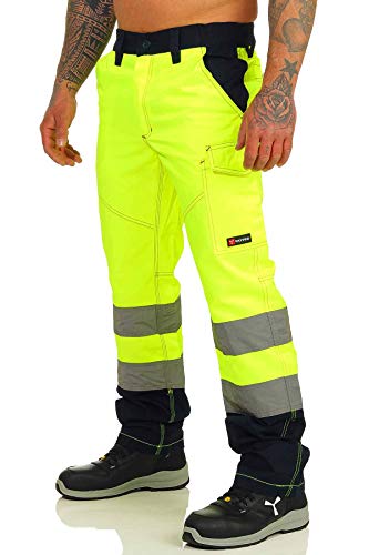 Mivaro Warnschutzhose, Lange Warnschutz Arbeitshose, EN ISO 20471 Klasse 2, Farbe:Gelb/Dunkelblau, Größe Hosen:XL (56-58)