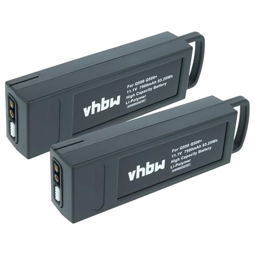 vhbw 2X Akku kompatibel mit Yuneec Q500, Q500 4K, Q500+, Q500+ Pro, Q500+ Typhoon Drohne Multicopter Quadrocopter (7500 mAh, 11,1 V, Li-Polymer)