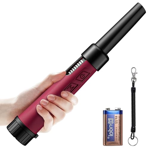 OKESAM Pinpointer Metalldetektor für Erwachsene, IP68 Komplett Wasserdicht Metalldetektor Klein,LCD Signalanzeige Handheld Pin Pointer Zauberstab Unterwasser Schatzsuche 360°Erkennung LED Licht Rot