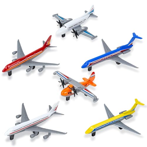 LXONTSG Flieger Miniaturmodelle,6 Stück Kinder Flugzeug aus Metall, Flugzeug Modell Aus Metall, Spielzeugflugzeug für Kinder, Airplane Toy Miniatur, Multicolor, für Geburtstagsgeschenk