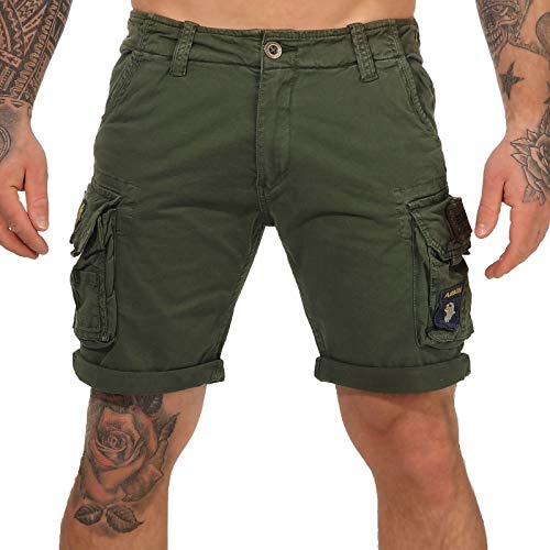Alpha Industries Herren Crew Short Patch Für Cargos, Dark Olive, 32 EU