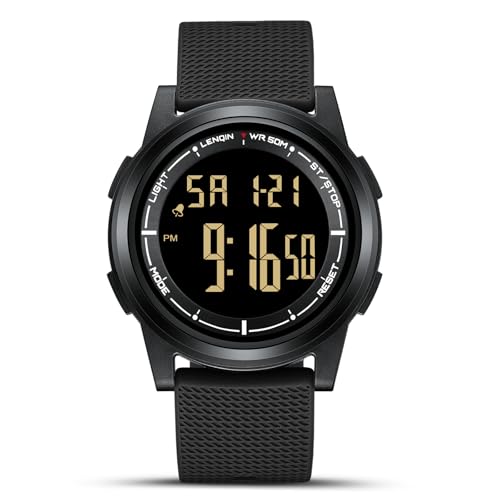 HANPOSH Uhren Herren Digital Herrenuhr 3ATM Wasserdicht Armbanduhr Herren Digitaluhr mit Wecker, Stoppuhr, Kalender