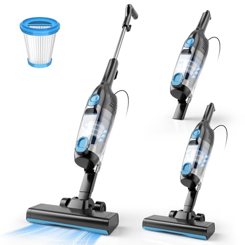 Staubsauger mit Kabel, Kabelgebundener Staubsauger ohne Beutel 20Kpa 600W | 3 in 1 Stielstaubsauger mit Kabel 5m, Staubsauger Beutellos Handstaubsauger Anti-Tangle für Tierhaare Teppich Hartboden