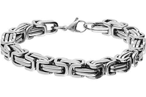 FILANGO Chirurgenstahl Königsarmband silberfarben Karabinerverschluss Mode Schmuck Armband Silberfarben 8 mm