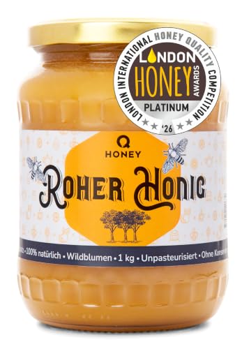 Q Honey Roher Wildblütenhonig 1kg, Imkerhonig aus Litauen, Platin 2026