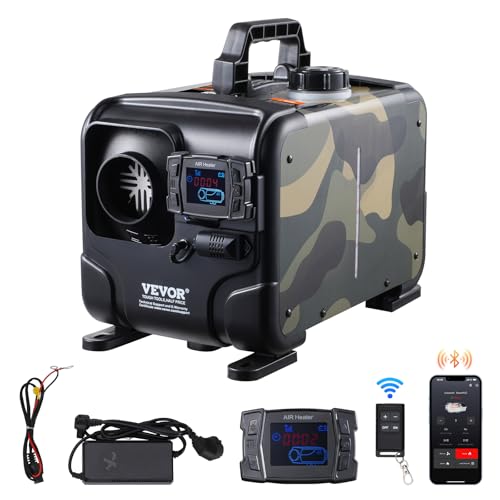 VEVOR 8 kW Dieselheizung 12 V / 24 V All in One Diesel-Luftheizung mit Bluetooth-App & Fernbedienung & Anzeigebildschirm & CO-Alarm, schnell aufheizende horizontale tragbare horizontale Dieselheizung