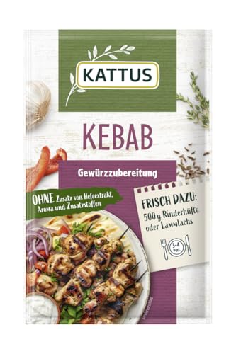 Kattus - Kebab Gewürzzubereitung | Gewürz für 3-4 Portionen | Ohne Zusatz von Hefeextrakt, Aroma und Zusatzstoffen | 25 g im Beutel