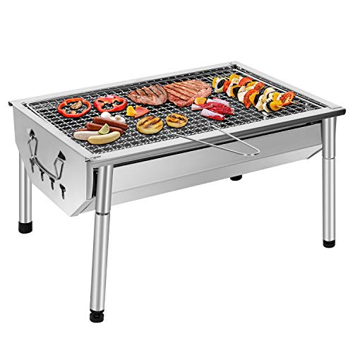 SunJas Picknickgrill Edelstahl Holzkohlegrill, 40 x 28 x 21,5 cm