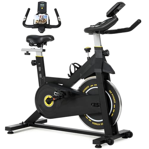 ISE Heimtrainer Fahrrad mit LCD Display & Herzfrequenzmonitor für Zuhause, Ergometer Fahrrad Indoor Bike Fitnessbike Heimtrainer mit Halterung und Einstellbarer Widerstand