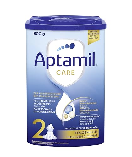 Aptamil Care 2 – Folgemilch nach dem 6. Monat, Mit Omega 3 & 6, DHA & ARA, Ohne Palmöl, Babynahrung, Milchpulver, 1x 800 g (Packung mit 6)