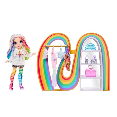 Rainbow High Amaya's Rainbow Closet Spielset - mit Exklusiver Regenbogen-Puppe, Mode, Schuhen, Handtaschen, Kleiderbügeln, Kleiderständer, Regalen, Lustiges Geschenk für Kinder ab 4