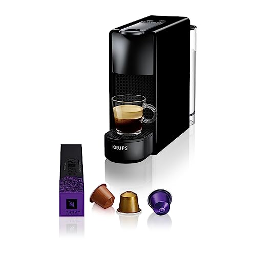 Nespresso Krups Essenza Mini Kaffeekapselmaschine, 7 Kapseln, 19 bar, Energiesparmodus, 1260 Watt, ‎0,6 l Wassertankvolumen, sehr kleines Gehäuse, schwarz, Energieklasse A, XN1108