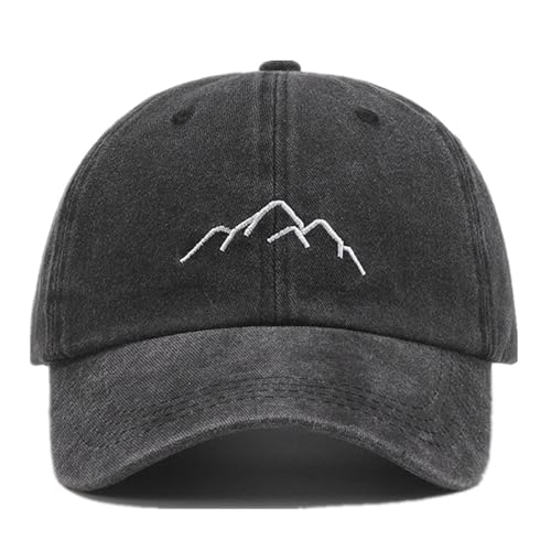 LANLYLGQ Baseball Cap Snapback Baseballkappe Unisex Herren Damen Vintage Stickerei UV Schutz Docker Cap Sonnenhut (Baumwolle, Berg-Schwarz)