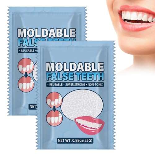 EIHI 2 Stück Temporäre Zahnreparaturperlen,Zahnersatz Selber Machen,Provisorischer Zähne,Zahnfüllmaterial Thermal Klebend Perlen für Fehlend Gebrochen Teeth,Gefälscht Teeth Furnier