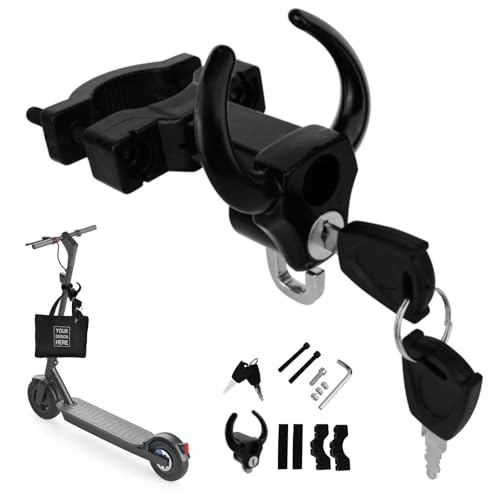 Elektroroller Haken für E Scooter, E Roller Zubehör mit Schloss und Schlüssel, Fronthaken E Scooter Zubehör für E-Scooter (L)