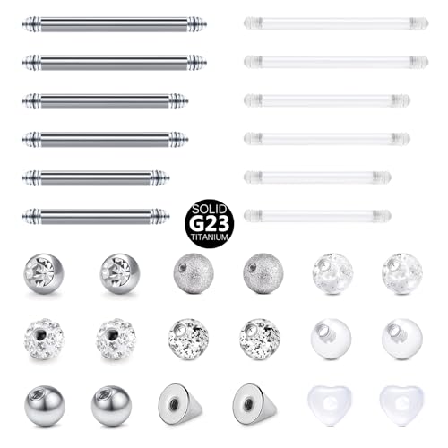 CIZME Titan Flexible UV Brustwarzenpiercing 14G 1.6mm Zungenpiercing Weiß
