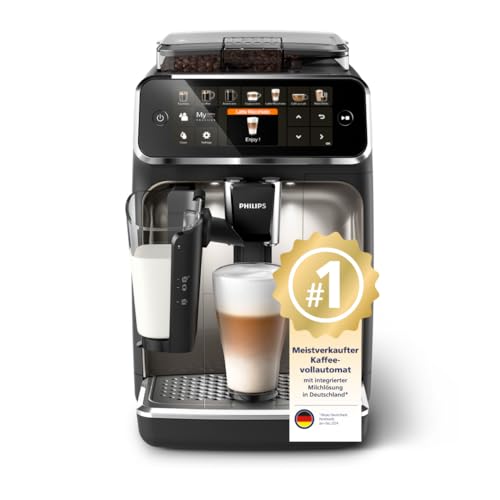 Philips Serie 5400 Kaffeevollautomat – LatteGo Milchsystem, 12 Kaffeespezialitäten, Intuitives Display, 4 Benutzerprofile, Chrom (EP5447/90)