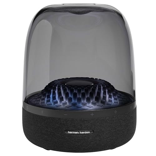 Harman Kardon Aura Bluetooth Box in Schwarz – Tragbarer Bluetooth Lautsprecher mit 360-Grad-Klang