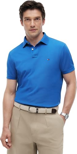 Tommy Hilfiger Herren Poloshirt Kurzarm 1985 Regular Fit, Blau (Blue Orbit), L