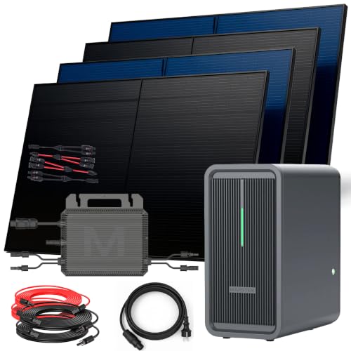 SUNNIVA® 2000W Balkonkraftwerk mit 2,24 kWh Speicher MARSTEK B2500-D, BIFAZIAL FULLBLACK komplett Steckdose, PV Solaranlage Komplettset mit Solarspeicher, 4x 500W N-Type Glas Bifacial Module