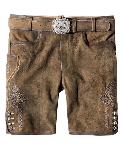 Stockerpoint Herren Lederhose Corbi4 I Größe 44-64 I Bequeme Trachtenhose in edler Hirschoptik inkl. Gürtel I Aus 100% hochwertigem Wildbockleder I Perfekt für Trachten & Festlichkeiten