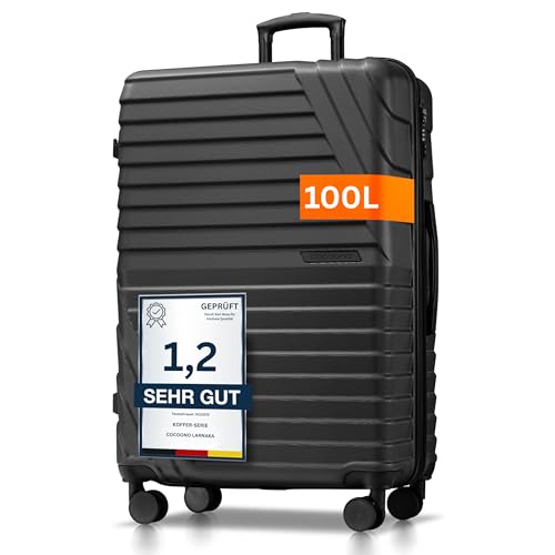 Hartschalenkoffer XL Groß - 100L Volumen erweiterbar auf 117L - 158cm Gurtmaß - 8 Rollen 360° drehbar - Leichter Koffer mit TSA Schloss & Teleskopgestänge - Reisekoffer mit Rollen (anthrazit, XL)
