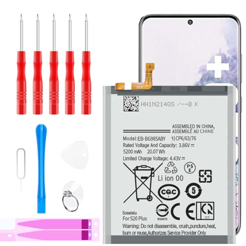 Akku für Samsung Galaxy S20 Plus, Ersatz, 5200mAh Neu Upgrade Akku für Samsung Galaxy S20 Plus mit Reparatur Tool Kit