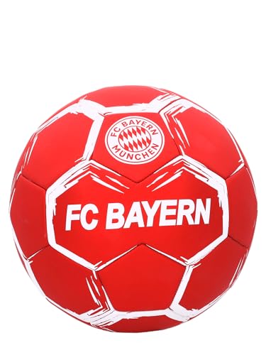 FC Bayern München Fußball Größe 5 (Rot/Weiß) I Maschinengenähter Trainingsball mit Vereinswappen I Offiziell lizenziert
