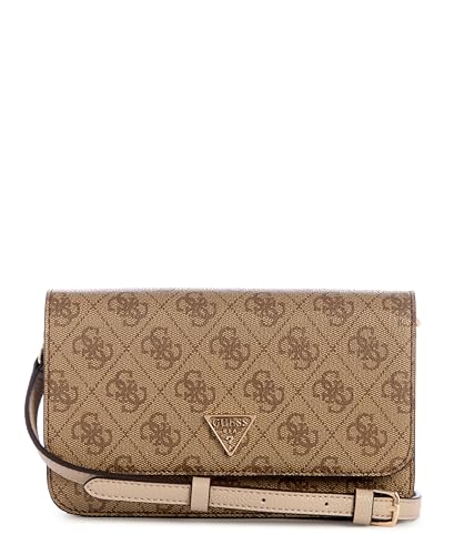 GUESS Damen Noelle Ii Crossbody Flap Organizer Umhängetasche, Latte-Logo