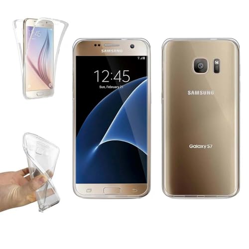 REY Transparent Silikonhülle TPU für Samsung Galaxy S7 Edge, Handyhülle Premium Kratzfest TPU 360 Grad Full Body