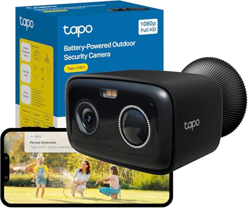 Tapo C401 Überwachungskamera außen mit Akku, 180 Tage Akkudauer, Bewegung & Personnen-Erkennung ohne Abo, Nachtsicht, Zwei-Wege-Audio, 2,4 GHz WLAN, lokale microSD, H500 CentralHub oder Cloud Speicher