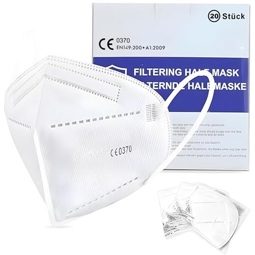 Hygiene100 20x FFP2 Masken, Atemschutzmaske, 5-lagige Staubschutzmaske, Partikelfiltermaske, hygienische, einzeln verpackte Gesichtsmaske